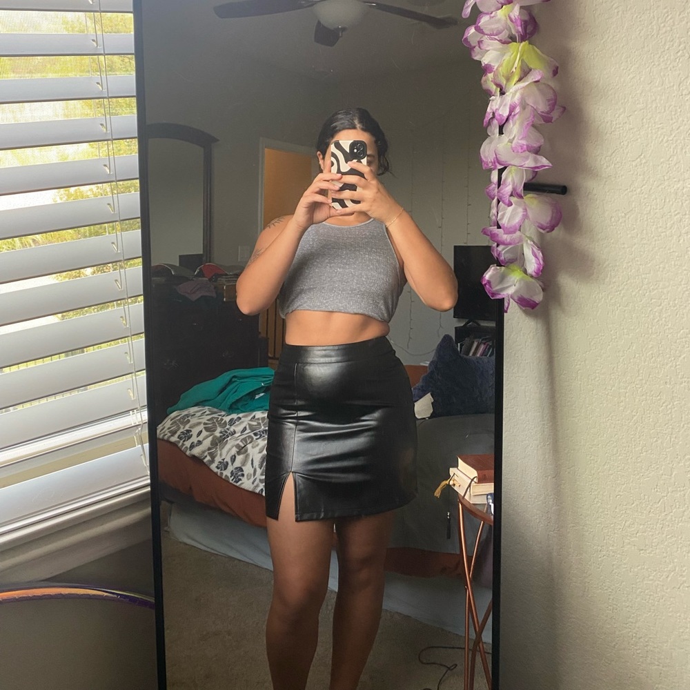 Black faux leather skirt